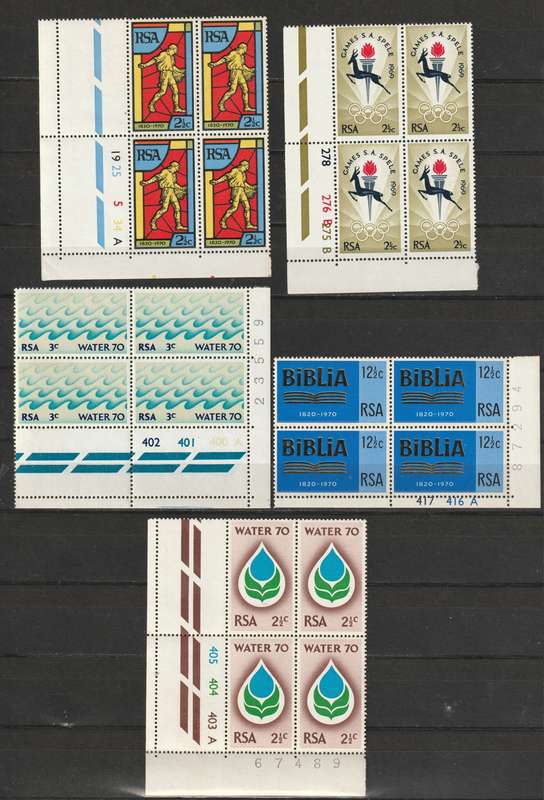 Republic of South Africa - 1966-1970 issues  11 blocks of 4 **MNH**