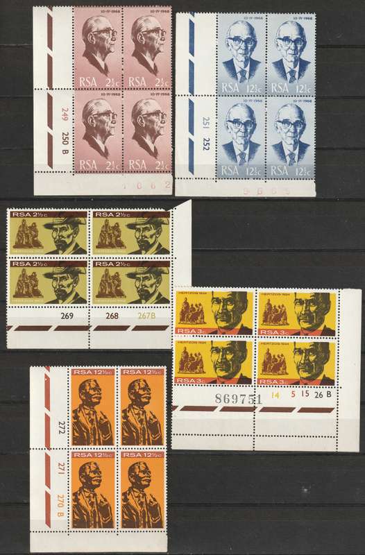 Republic of South Africa - 1968-1973 issues  11 blocks of 4 **MNH**