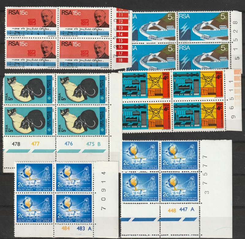 Republic of South Africa - 1968-1973 issues  11 blocks of 4 **MNH**