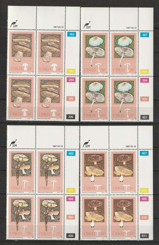 CISKEI -  1987  4 Complete sets in control blocks of 4 **MNH**