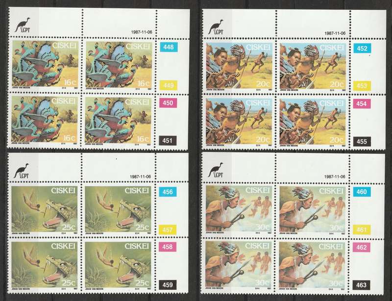 CISKEI -  1987  4 Complete sets in control blocks of 4 **MNH**