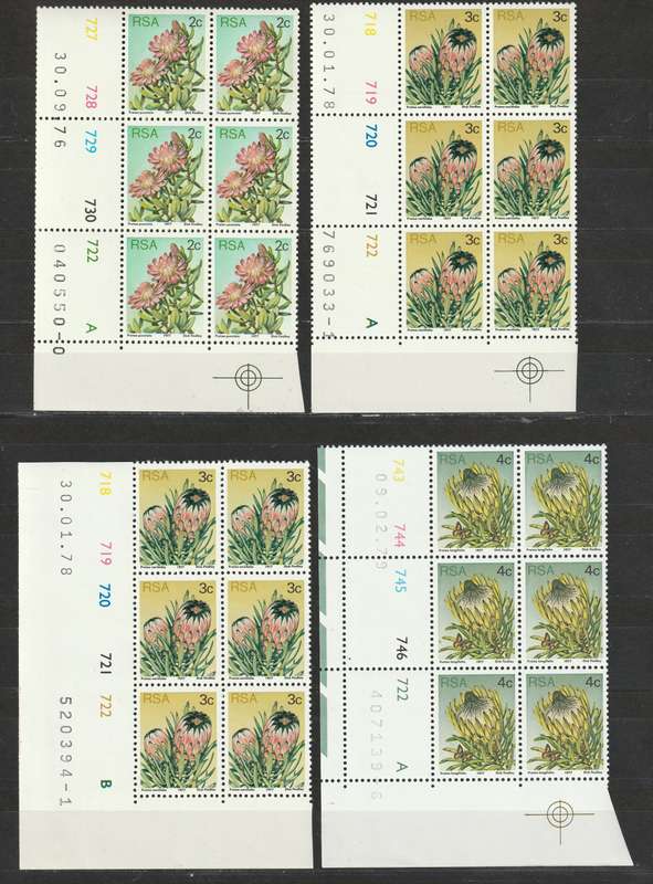 RSA - 1977 Proteas 3rd Definitive issue 16 control blocks of six **MNH**
