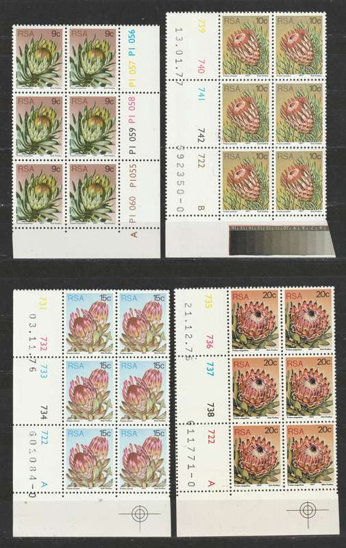 RSA - 1977 Proteas 3rd Definitive issue 16 control blocks of six **MNH**