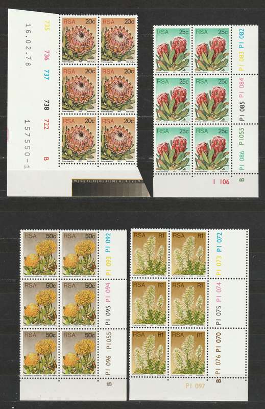 RSA - 1977 Proteas 3rd Definitive issue 16 control blocks of six **MNH**