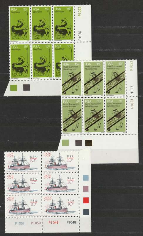 RSA - 1976/1977 issues  12 blocks of six and miniature sheet  **MNH**