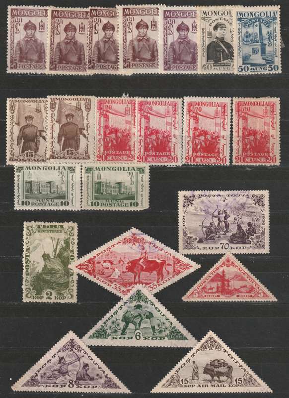 MONGOLIA & TUVA - 1932-1936 Issues Mint and used selection