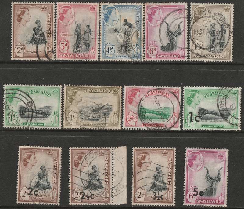 SWAZILAND - QEII 1956-1961 Issues Part sets including overprints VF USED