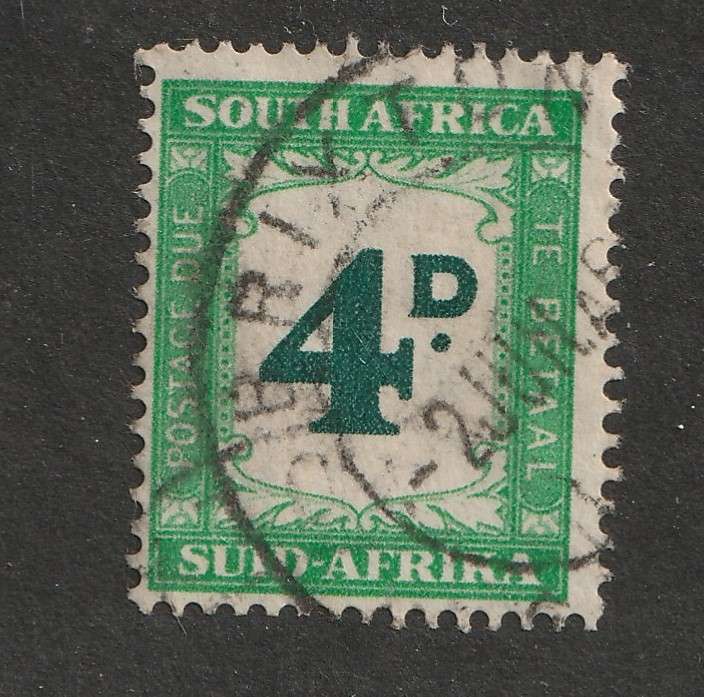 UNION -  Postage Due  1950 issue 4d green and emerald SACC D41 VF USED