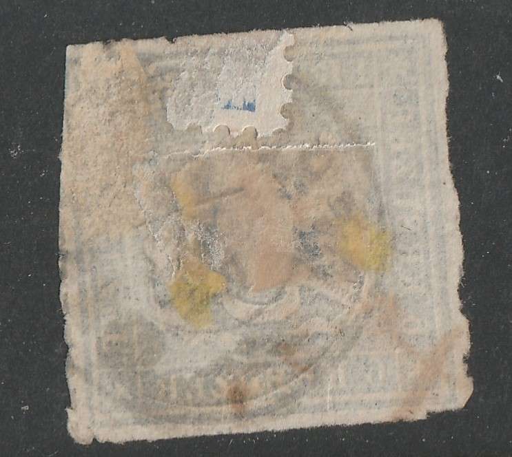 GERMAN STATES - WURTTEMBERG  1865 Coat of Arms Issue Rouletted 6kr blue used