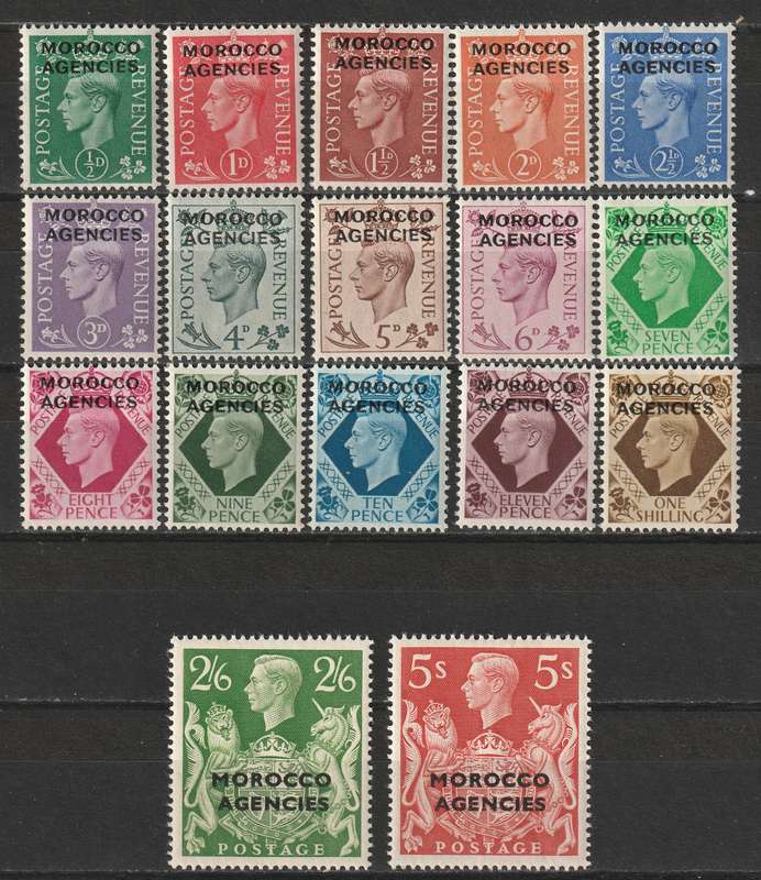 BRITISH MILITARY ADMINISTRATION - 1949 KGVI Issue overprinted `MOROCCO AGENCIES`Complete set **MNH**