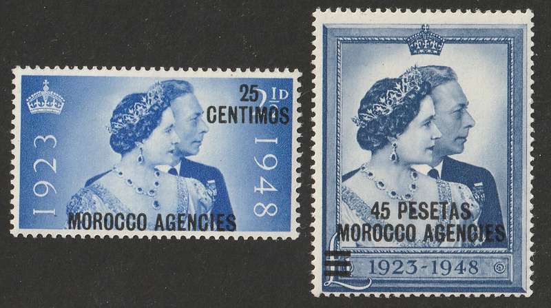 MOROCCO AGENCIES - 1948 Silver Royal Wedding Anniversary Complete set *MM/MNH**