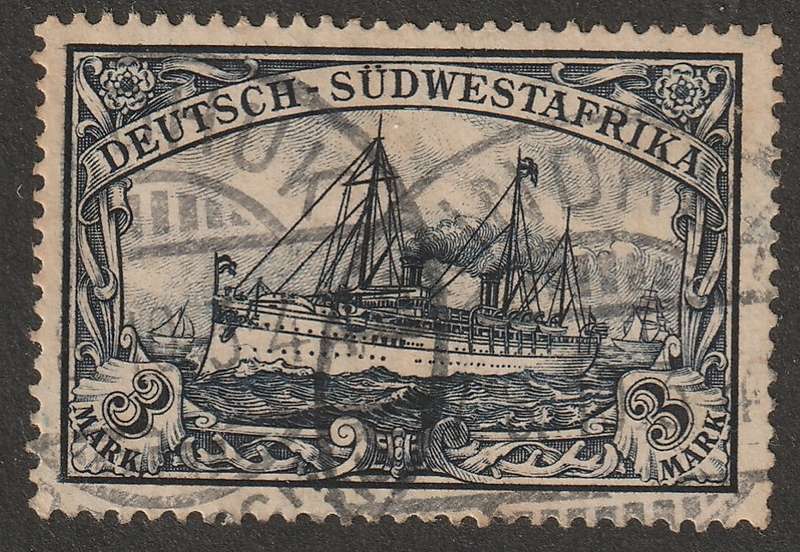 GERMAN COLONIES - SOUTH WEST AFRICA 1900 Yachts issue 3 Mark black-violet NO Wmk