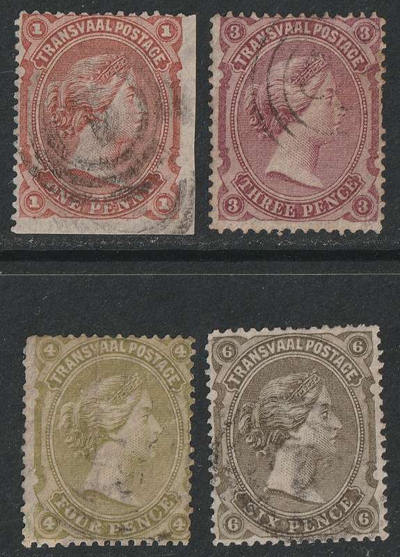 TRANSVAAL -  1878 Issue 1d to 6d SACC 160/163  VF USED
