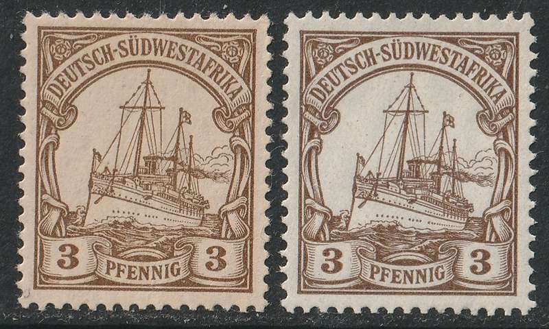 GERMAN COLONIES - SOUTH WEST AFRICA 1901   2 x 3pfg Brown( NO WATERMARK) SACC 13 *LMM*