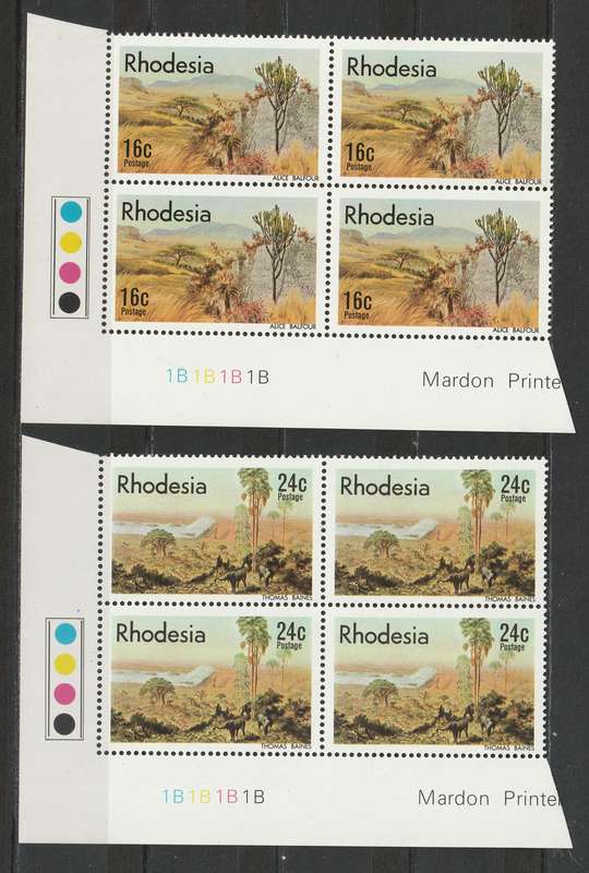 RHODESIA  - 1977  Issues  3 Complete sets in Cylinder blocks of 4  **MNH**