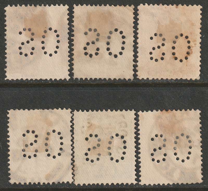 AUSTRALIAN STATES  - VICTORIA 1901 Official perfined Issue Used range to 1s.