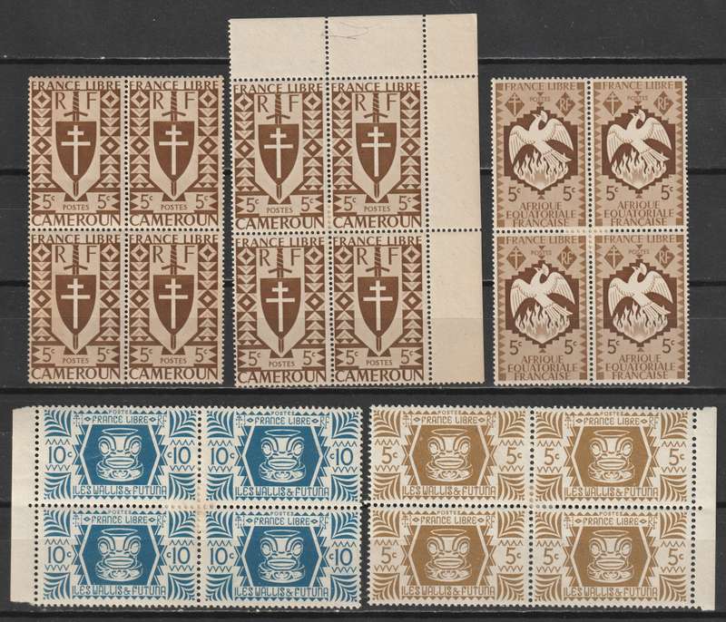FRENCH COLONIES - Africa 5 blocks of four *MM/MNH**