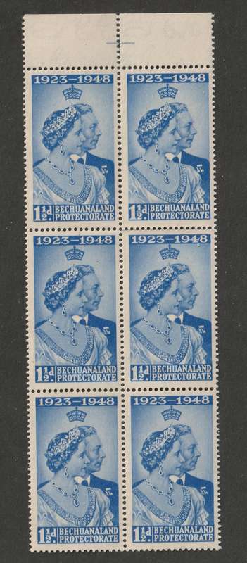 BECHUANALAND PROTECTORATE - 1948 Silver Royal Wedding Anniversary  1&1/2d  block of 6 **MNH**