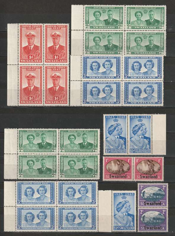 BULKLOT SALE - Swaziland, Bechuanaland and Basutuland 1945-1948 issues  **MNH**