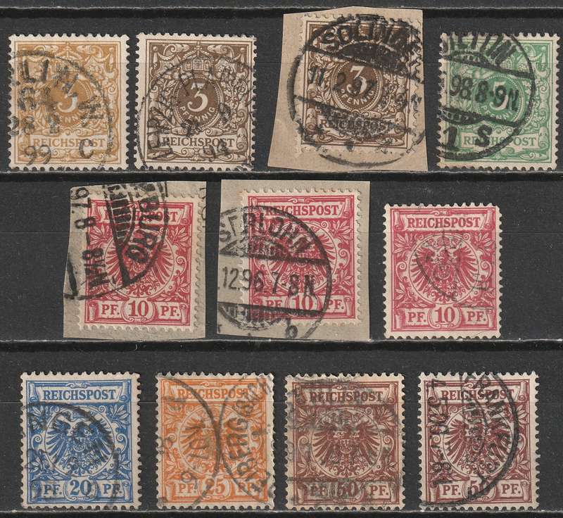 GERMANY - 1889  Value and Imperial Eagle Issue. Part set   VF USED