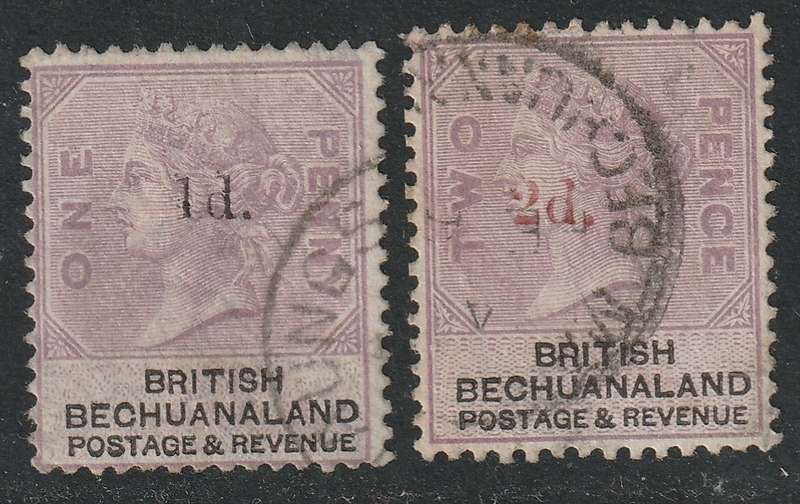 BRITISH BECHUANALAND - 1888 QV Issue surcharged  with 1d and 2d  VF USED