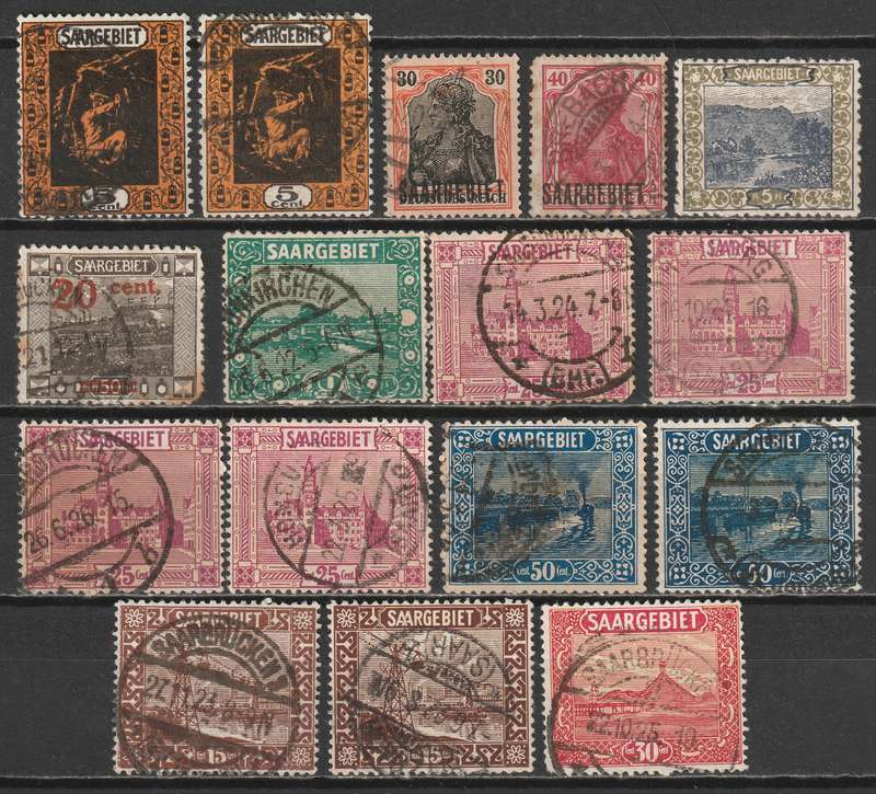 GERMANY - SAARGEBIET  1920-1922 Issues Early used selection.