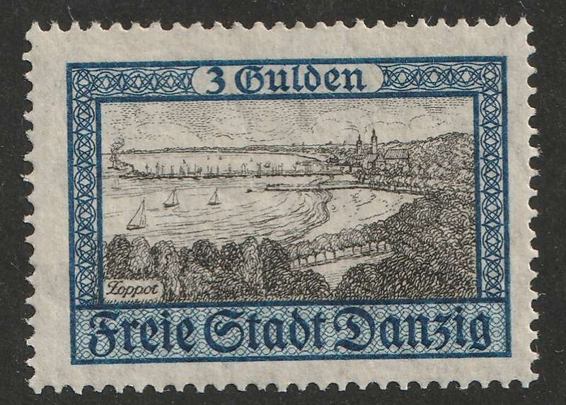 GERMANY - DANZIG  1924  City View Issue  3gld black and blue VF *LMM*