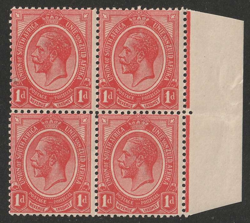 UNION  - KINGS HEADS 1913  1d red block of four   **MNH**