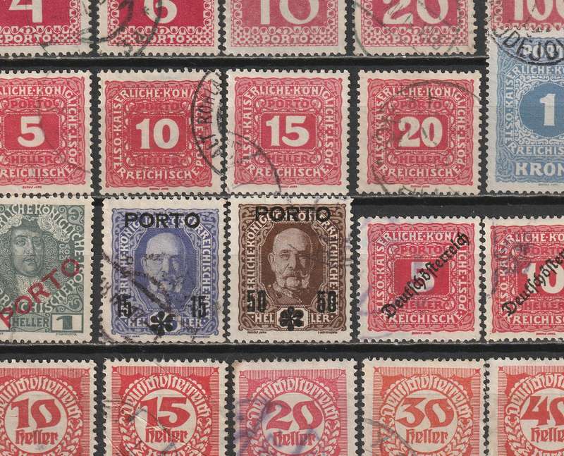 AUSTRIA - POSTAGE DUE Issues. Excellent selection of early issues (60 stamps)