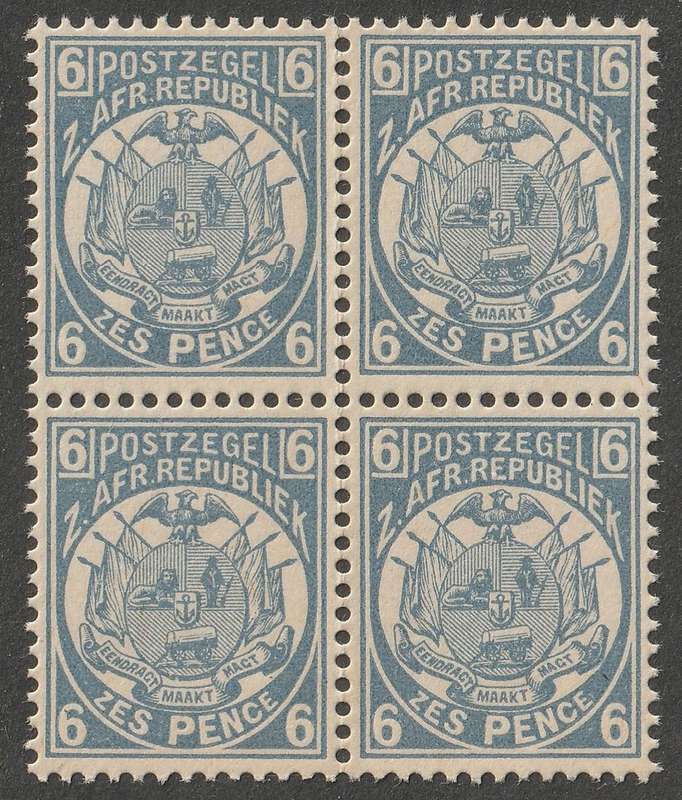 TRANSVAAL - 1885  6d pale dull-blue,  block of four**MNH**