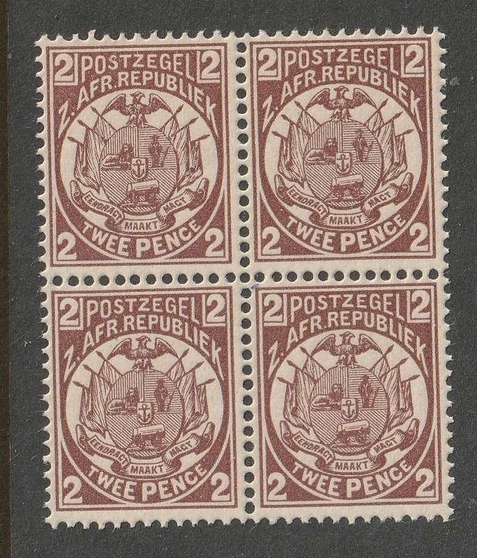 TRANSVAAL - 1885  2d brown-purple,  block of four**MNH**