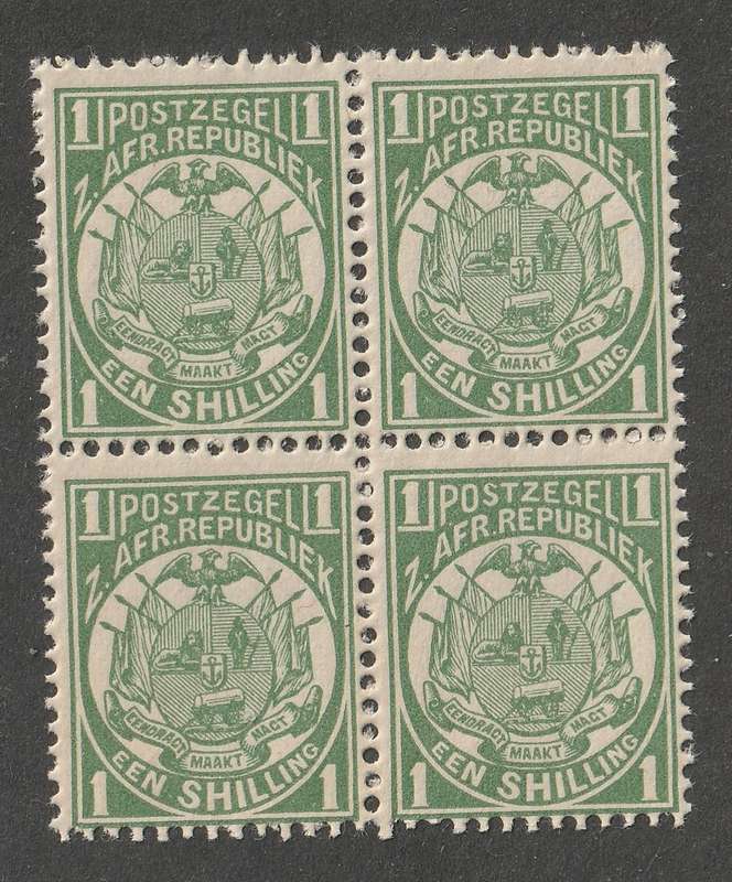 TRANSVAAL - 1885  1s yellow-green,  block of four**MNH**