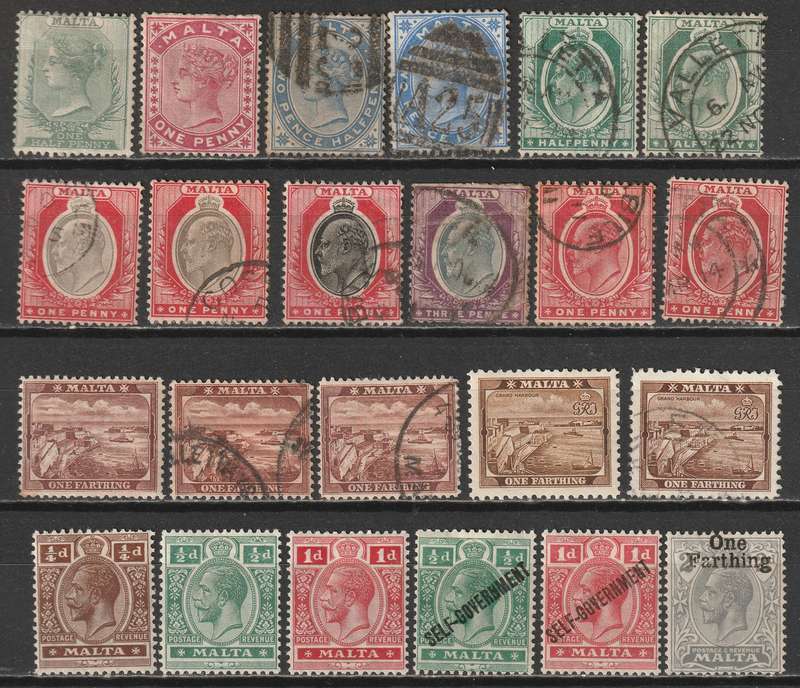 MALTA - 1885/1922 Issues Nice mint and used range