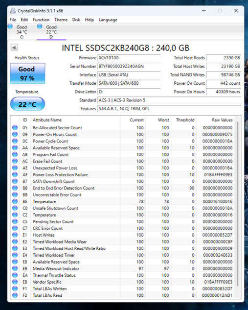 SSD - 240GB Intel