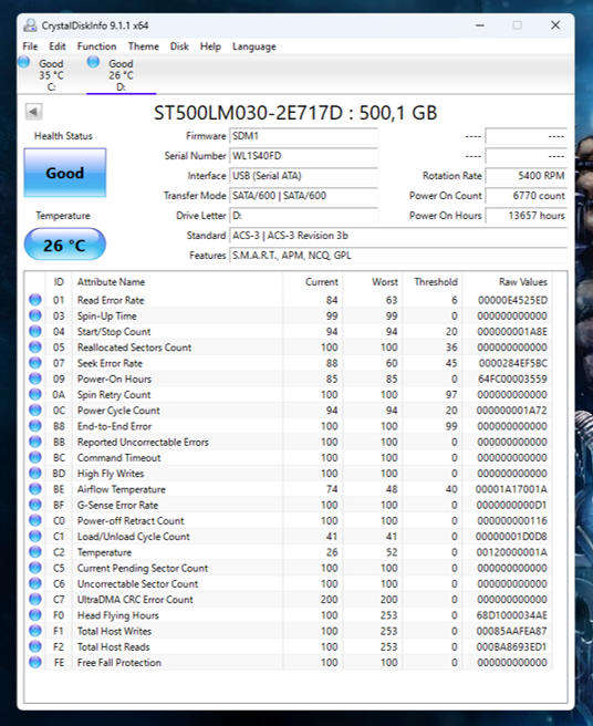 HDD - 500GB Seagate