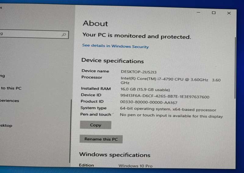 Desktop PC i7-4790 @ 3.60Ghz