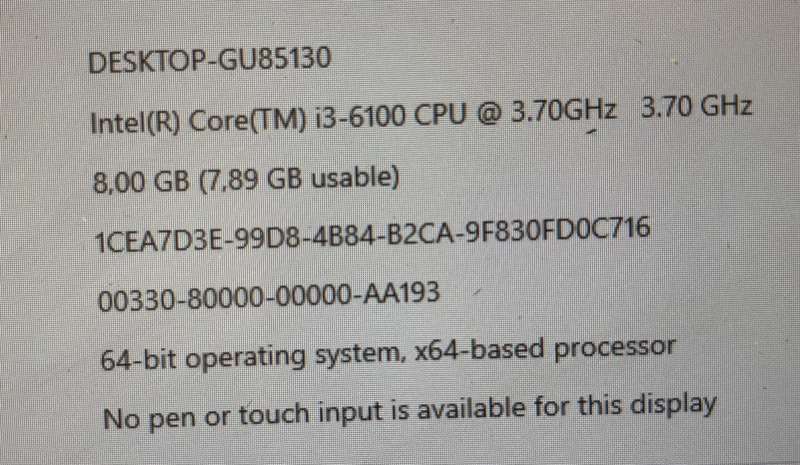 Intel i3-6100 CPU
