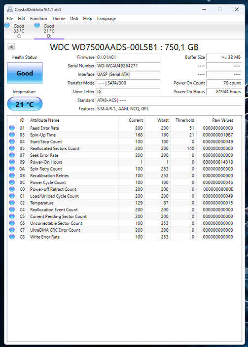 HDD - 750GB Western Digital