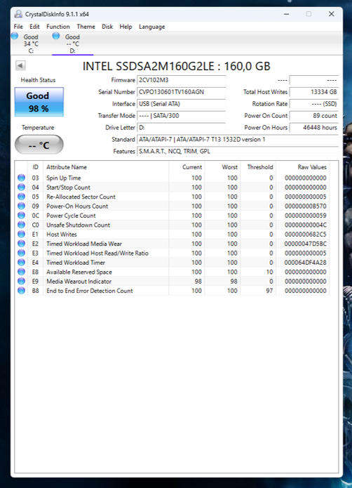 SSD - 160GB Intel