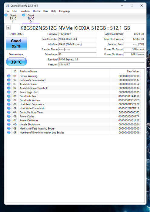 NVMe - 512GB KIOXIA