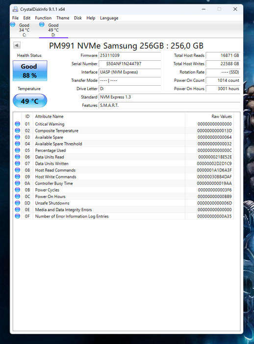 NVMe - 256GB Samsung