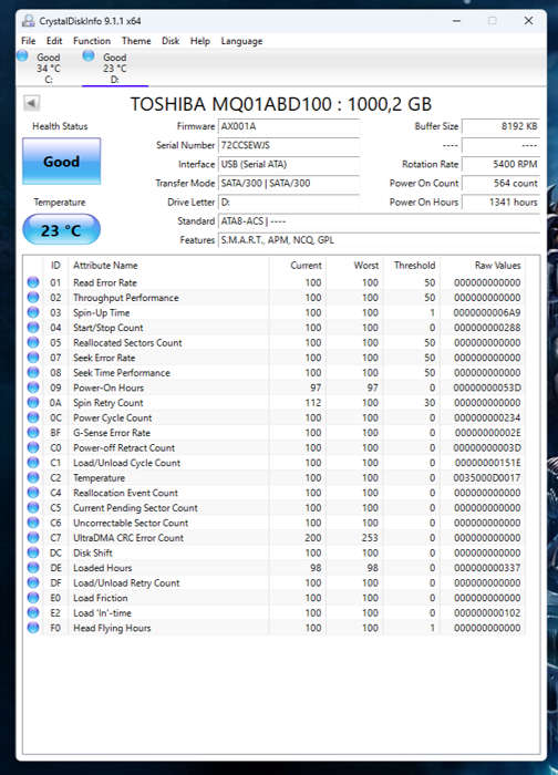 HDD - 1TB Toshiba