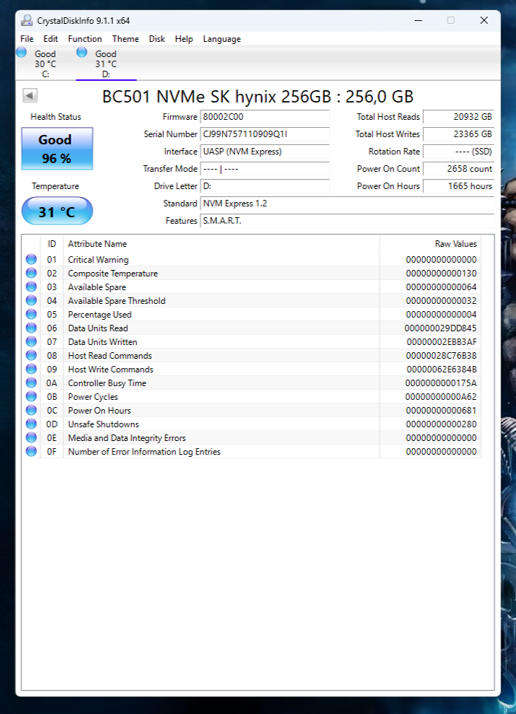 SSD - 256GB SKY Hynix
