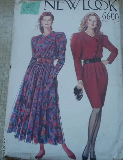 NEW LOOK PATTERNS 6600 STUNNING DRESS -FLARED OR STRAIGHT SKIRT SEVEN SIZES 8 to 20   SEWING PATTERN