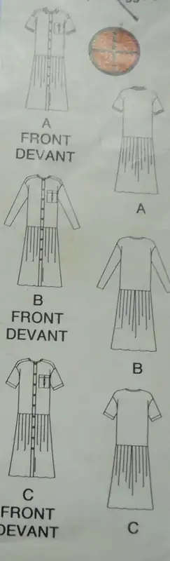 BUTTERICK PATTERN 4702 DROPPED WAIST FRONT BUTTON DRESS SIZE 10 COMPLETE SEWING PATTERN