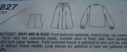 STYLE PATTERN 2827 GIRLS BLOUSE, WAISTCOAT & SKIRT SIZE 8 YEARS COMPLETE  SEWING PATTERN