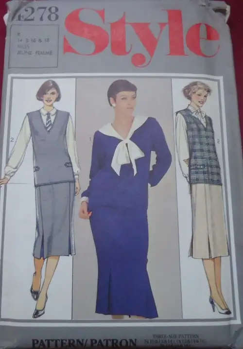 STYLE PATTERNS 4278 SET OF PULLOVER TOP & SKIRT SIZE 14 + 16 + 18 COMPLETE-UNCUT-F/FO SEWING PATTERN