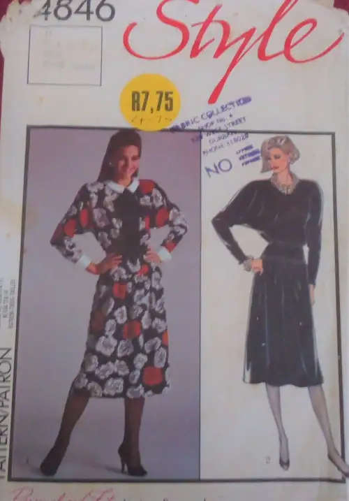 STYLE PATTERNS 4846 LADIES DRESS WITH DOLMAN SLEEVES SIZE N 10 + 12 + 14 COMPLETE SEWING PATTERN