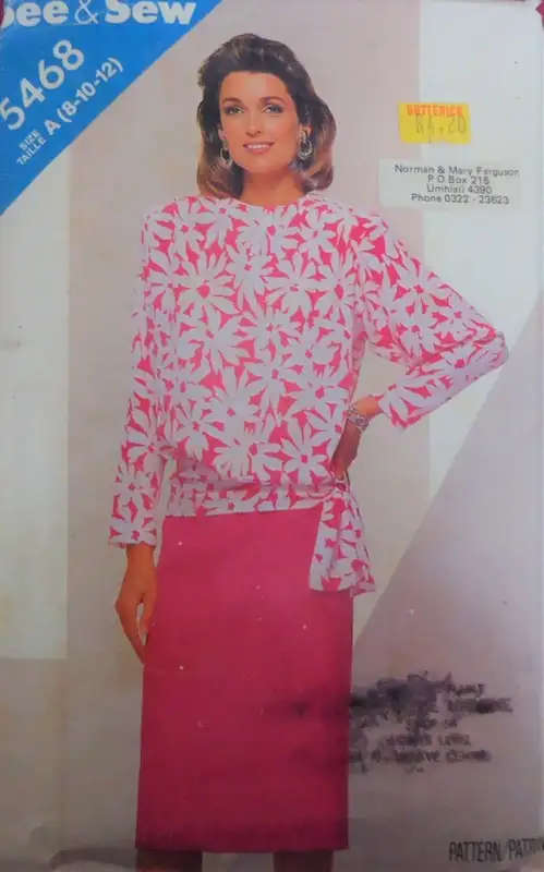 BUTTERICK PATTERN 5468 TOP & SKIRT SIZE A 8 + 10 + 12 COMPLETE SEWING PATTERN