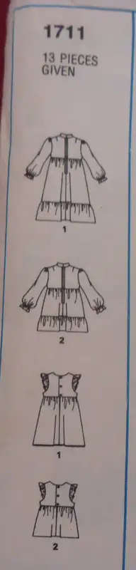 STYLE 1711 GIRL`S PINAFORE IN 2 LENGTHS SIZE 3 YEARS CHEST 56 CM -COMPLETE SEWING PATTERN